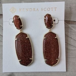 Kendra Scott Double Elle Earrings Gold And Goldstone